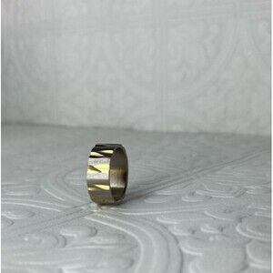 Geometric Pattern Stainless Steel and Gold accent Mens Fashion Ring